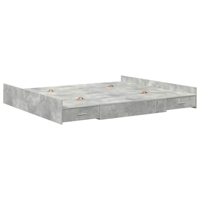 Lova su daiktų laikymo vieta Betono pilka 200 x 200 cm
