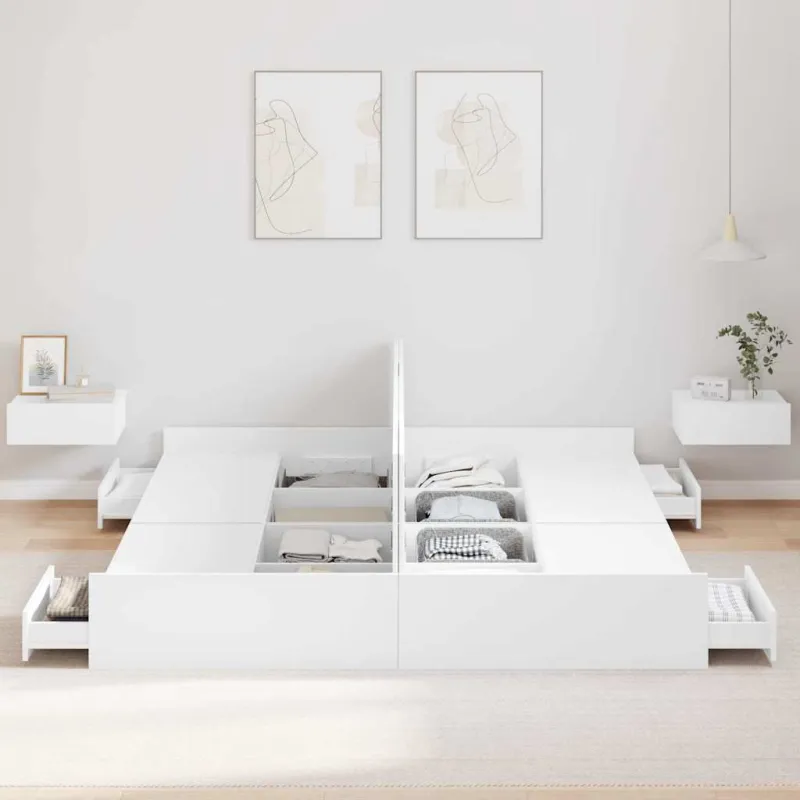 Lova su daiktų laikymo vieta su galvūgalio Balta 180 x 200 cm