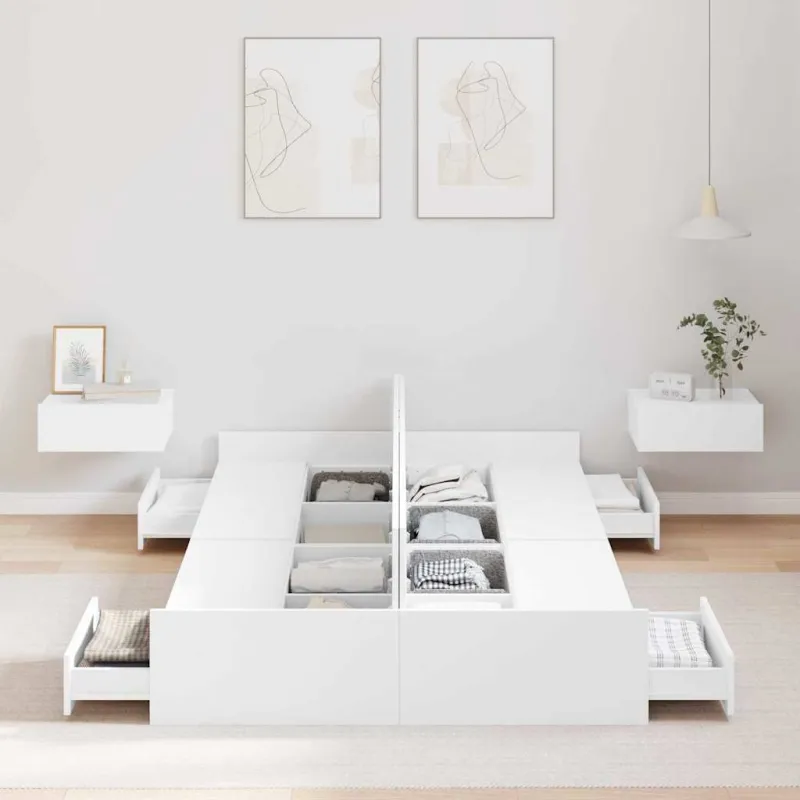 Lova su daiktų laikymo vieta su galvūgalio Balta 120 x 200 cm