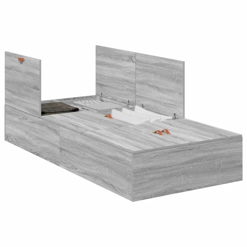 Lova su daiktų laikymo vieta Pilkas Sonoma 90 x 190 cm