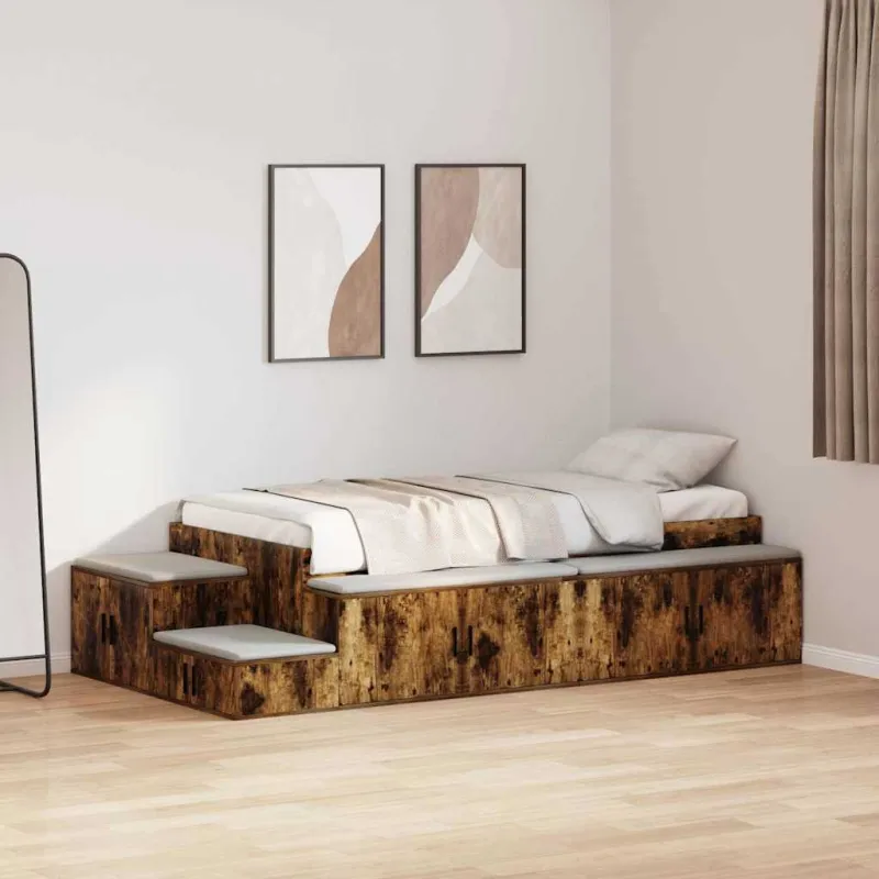 Lova su daiktų laikymo vieta su saugykla Rūkyta ąžuolas 90 cm