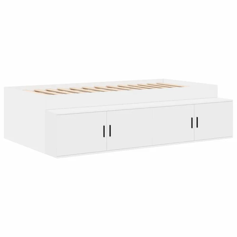 Lova su daiktų laikymo vieta Balta 75 cm Apdirbta mediena