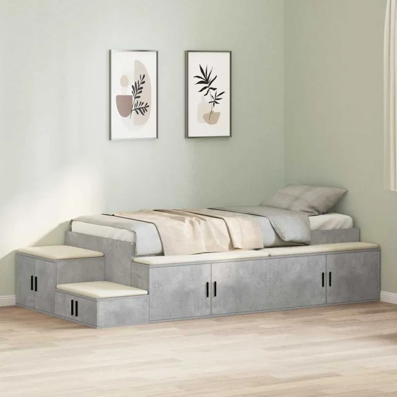 Lova su daiktų laikymo vieta su saugykla Betono pilka 75 cm