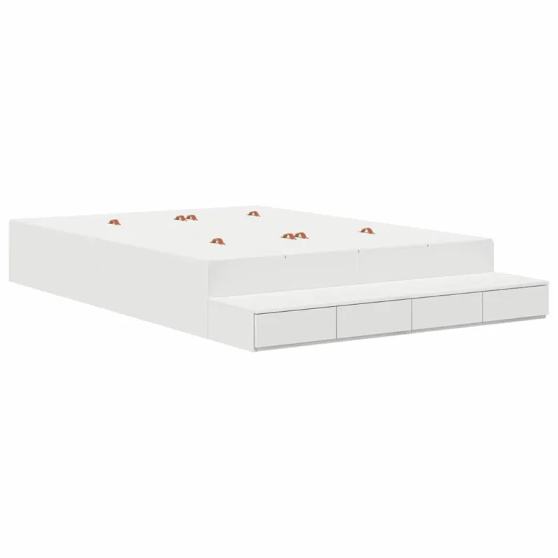 Lova su daiktų laikymo vieta Balta 140 cm Apdirbta mediena