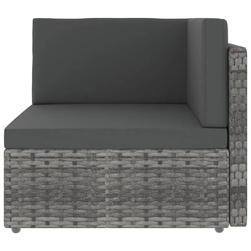 Sodo komplekti, 11 osaa, harmaa, polyrattani, tyynyt
