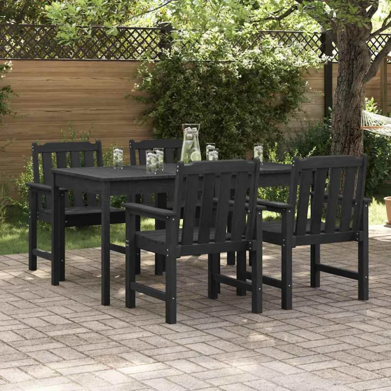Sodo Kėdė 4 pcs Juoda 65.5 x 59 x 88 cm Polietilenas