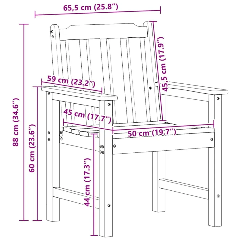 Sodo Kėdė 6 pcs Balta 65.5 x 59 x 88 cm Polietilenas