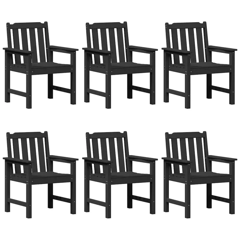 Sodo Kėdė 6 pcs Juoda 65.5 x 59 x 88 cm Polietilenas