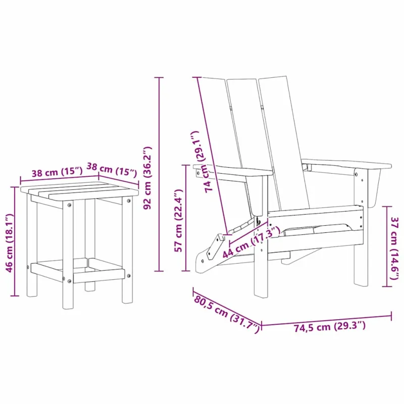 Sodo Kėdė 3 pcs Balta 80.5 x 74.5 x 92 cm Polietilenas