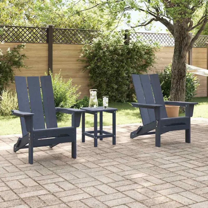 Sodo Kėdė 3 pcs Tamsiai mėlyna 80.5 x 74.5 x 92 cm Polietilenas