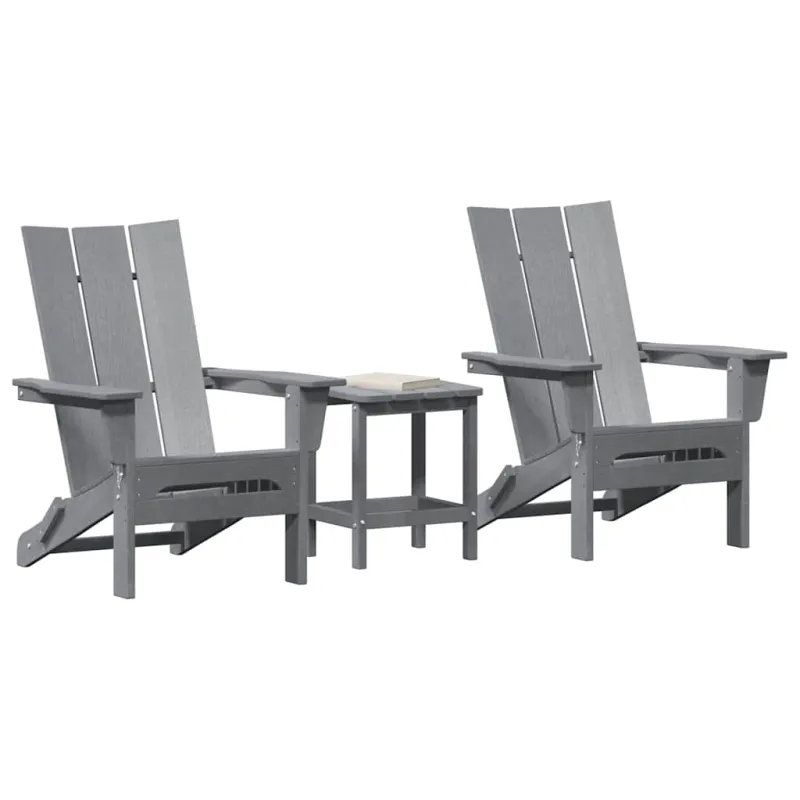 Sodo Kėdė 3 pcs Šviesiai pilka 80.5 x 74.5 x 92 cm Polietilenas