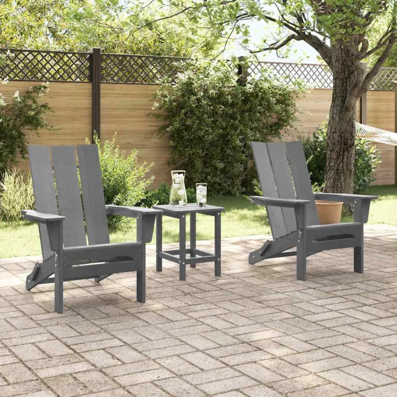 Sodo Kėdė 3 pcs Šviesiai pilka 80.5 x 74.5 x 92 cm Polietilenas