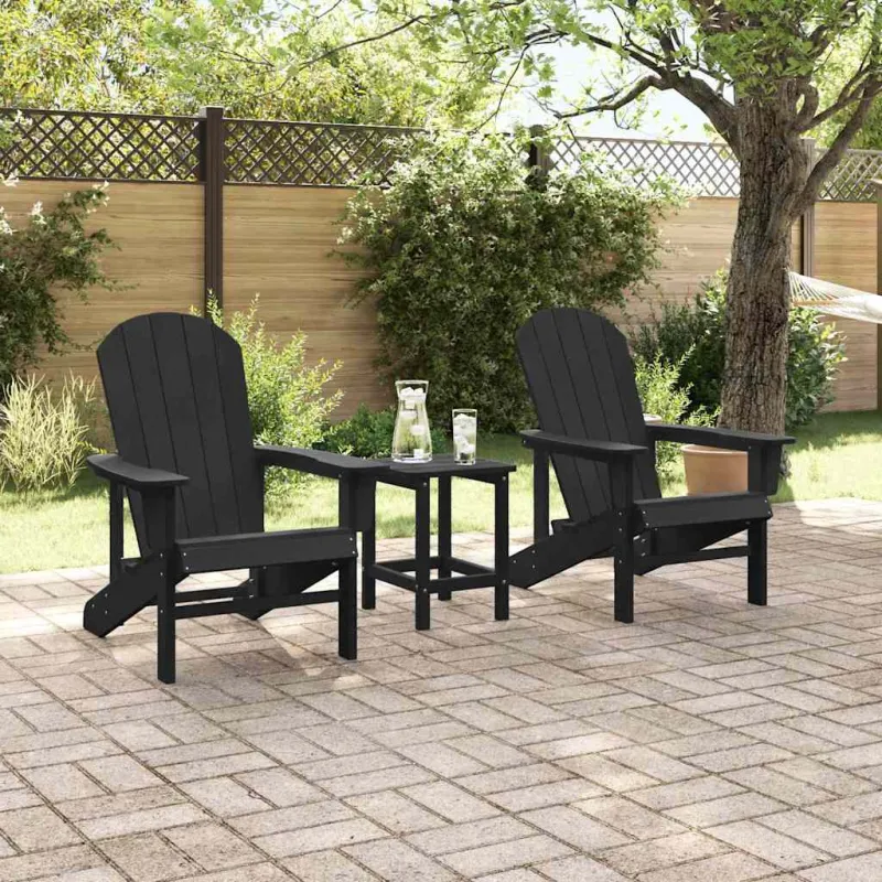 Sodo Kėdė 2 pcs Juoda 82 x 74 x 92 cm Polietilenas