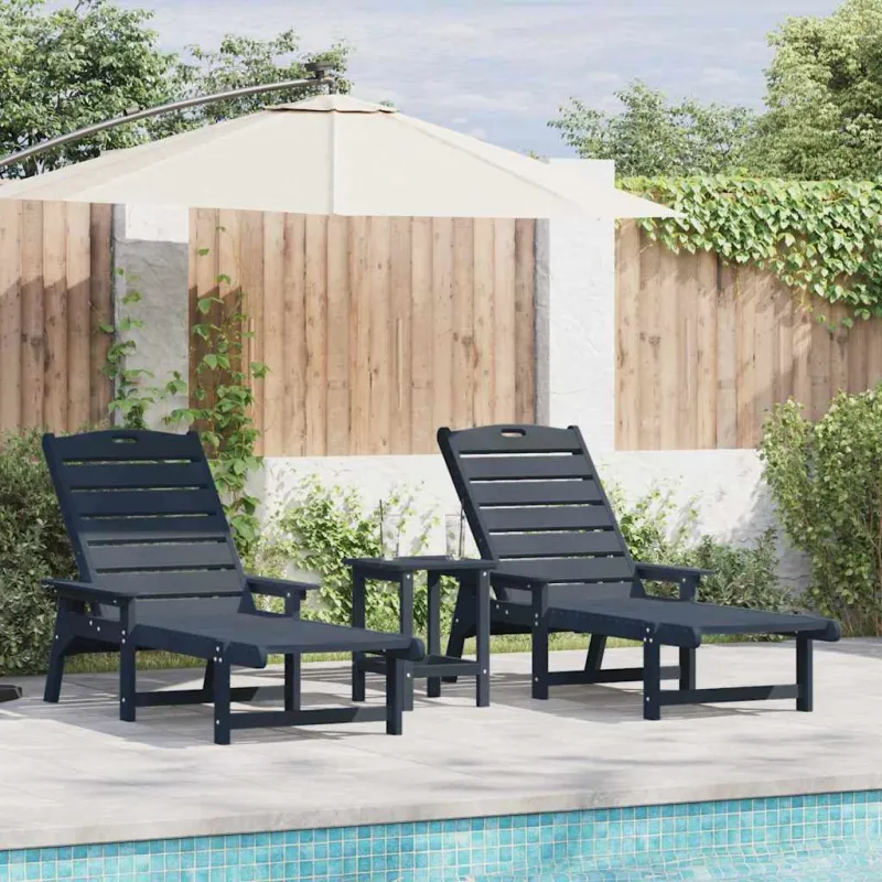 Saulės gultas 2 pcs Tamsiai mėlyna 195,5 x 53 x 98,5 cm