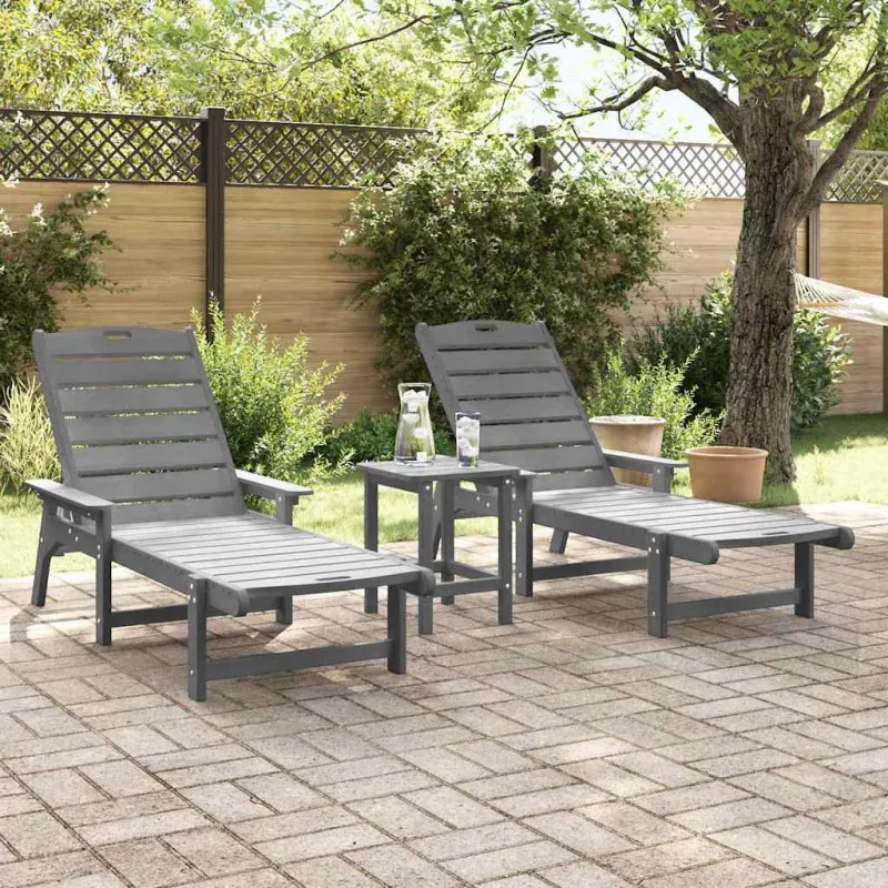 Saulės gultas 2 pcs Šviesiai pilka 195,5 x 53 x 98,5 cm
