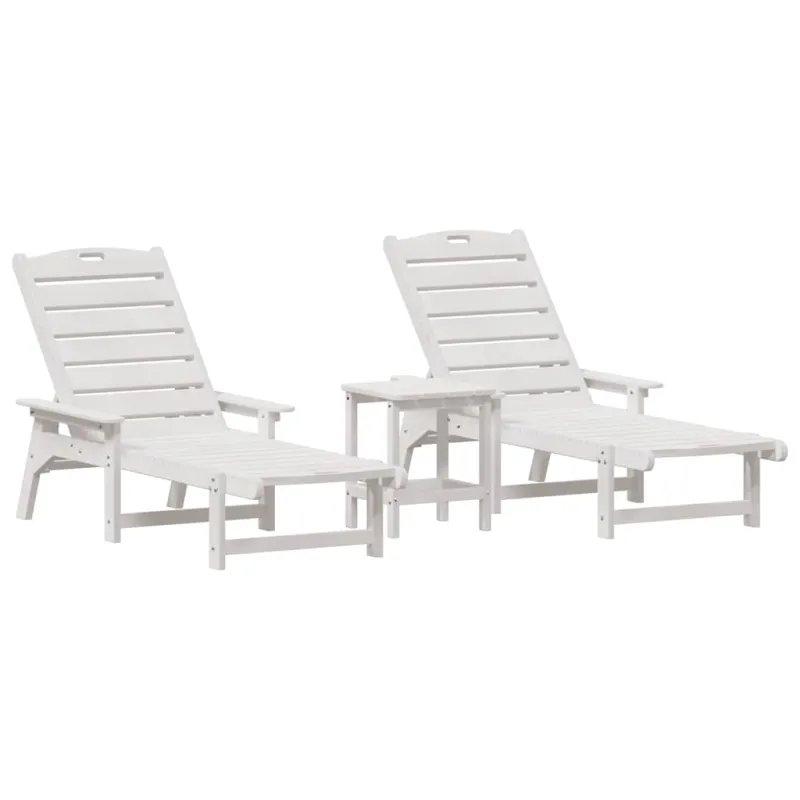 Saulės gultas 3 pcs Balta Polietilenas