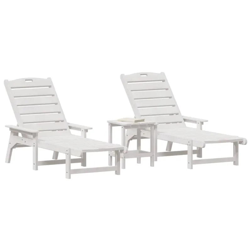 Saulės gultas 3 pcs Balta Polietilenas