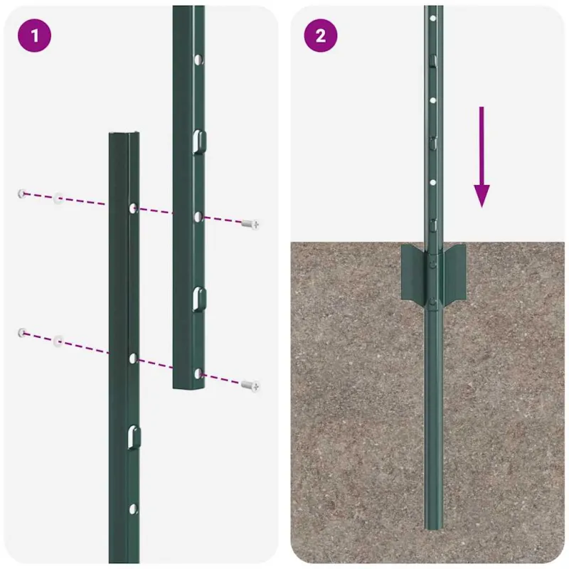 Įmontuotas tvoros stulpas 22 pcs Žalia 140 cm