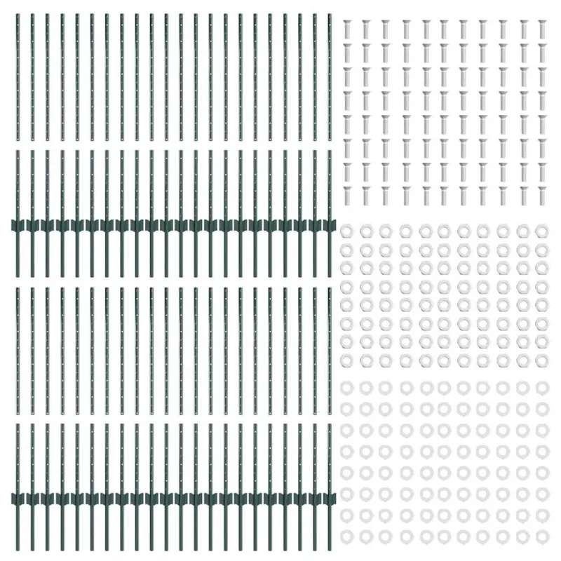 Įmontuotas tvoros stulpas 44 pcs Žalia 140 cm