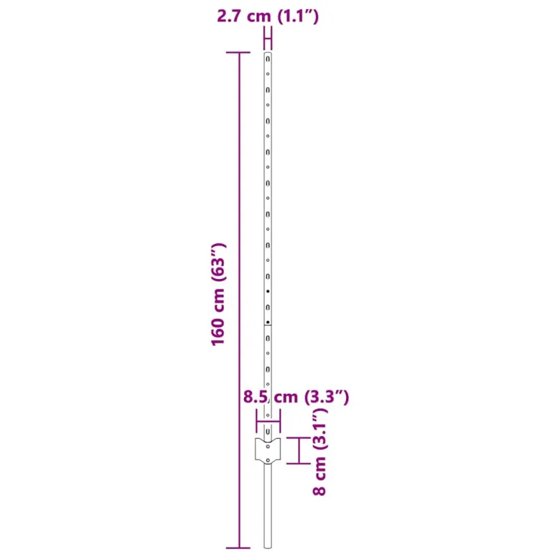 Įmontuotas tvoros stulpas 22 pcs Žalia 160 cm