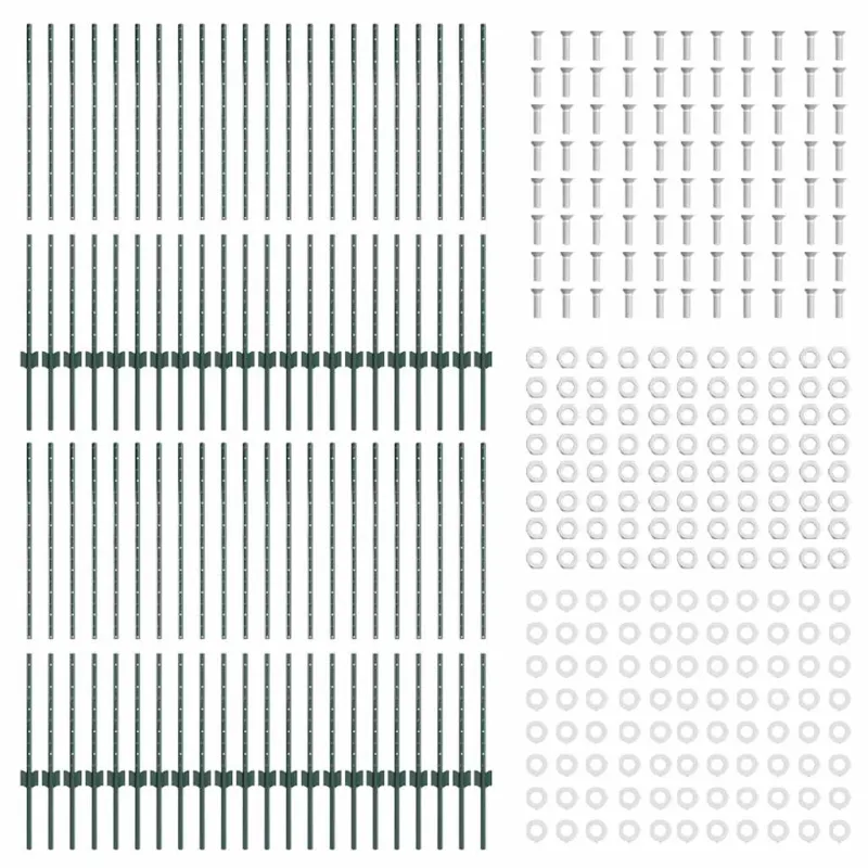 Įmontuotas tvoros stulpas 44 pcs Žalia 160 cm