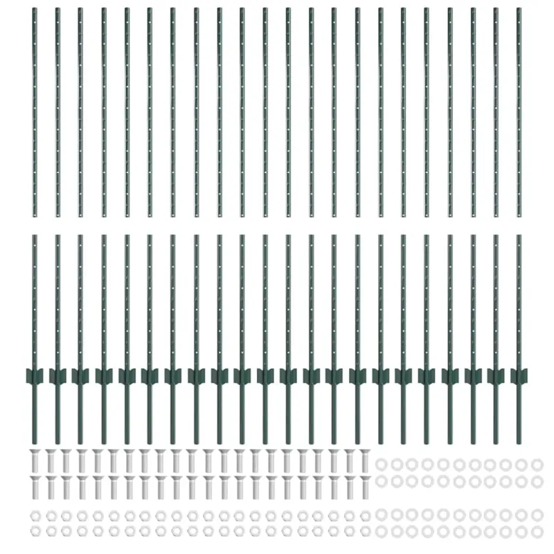 Įmontuotas tvoros stulpas 22 pcs Žalia 180 cm