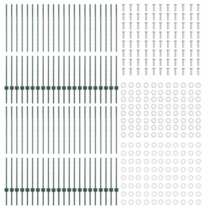 Įmontuotas tvoros stulpas 44 pcs Žalia 180 cm