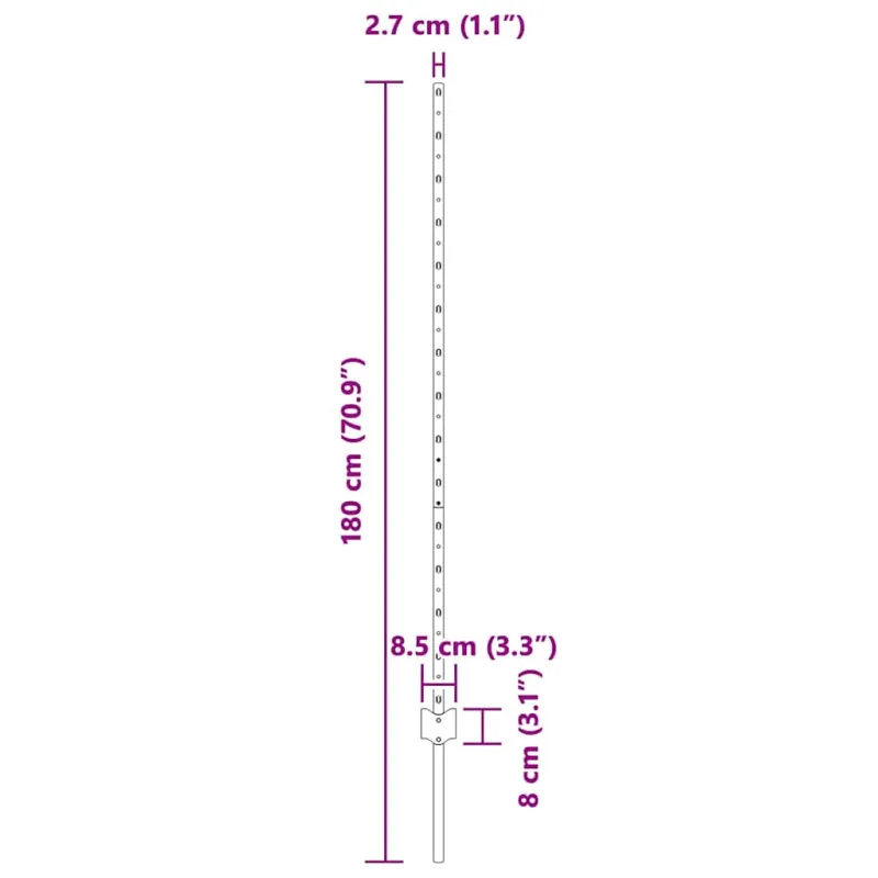 Įmontuotas tvoros stulpas 44 pcs Žalia 180 cm