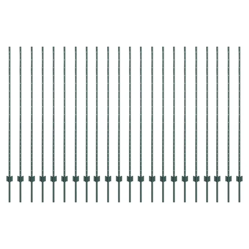 Įmontuotas tvoros stulpas 22 pcs Žalia 200 cm