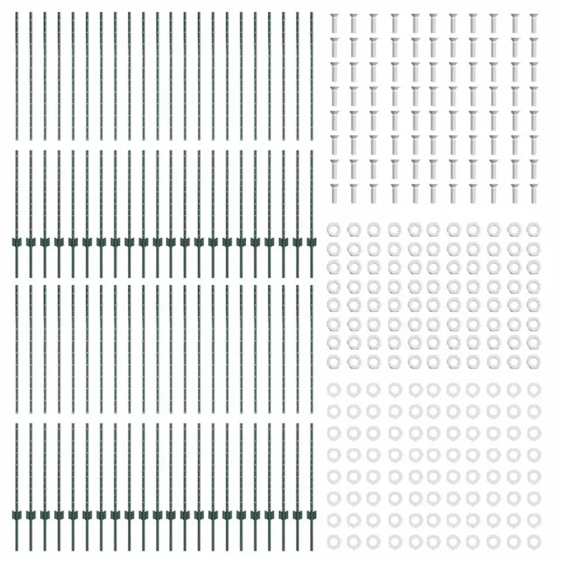 Įmontuotas tvoros stulpas 44 pcs Žalia 200 cm