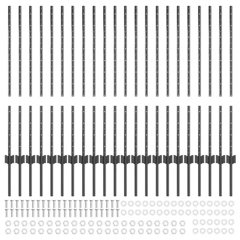Įmontuotas tvoros stulpas 22 pcs Pilka 140 cm
