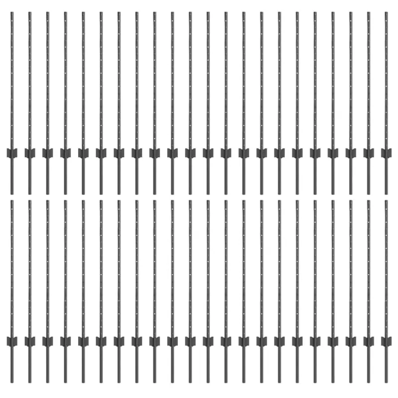 Įmontuotas tvoros stulpas 44 pcs Pilka 140 cm