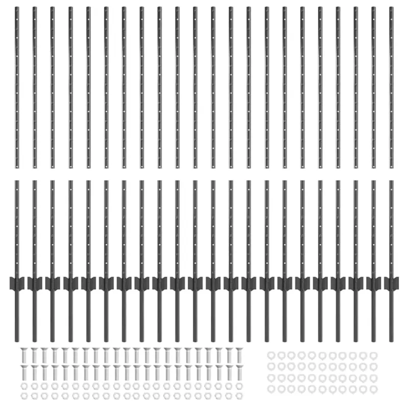 Įmontuotas tvoros stulpas 22 pcs Pilka 160 cm