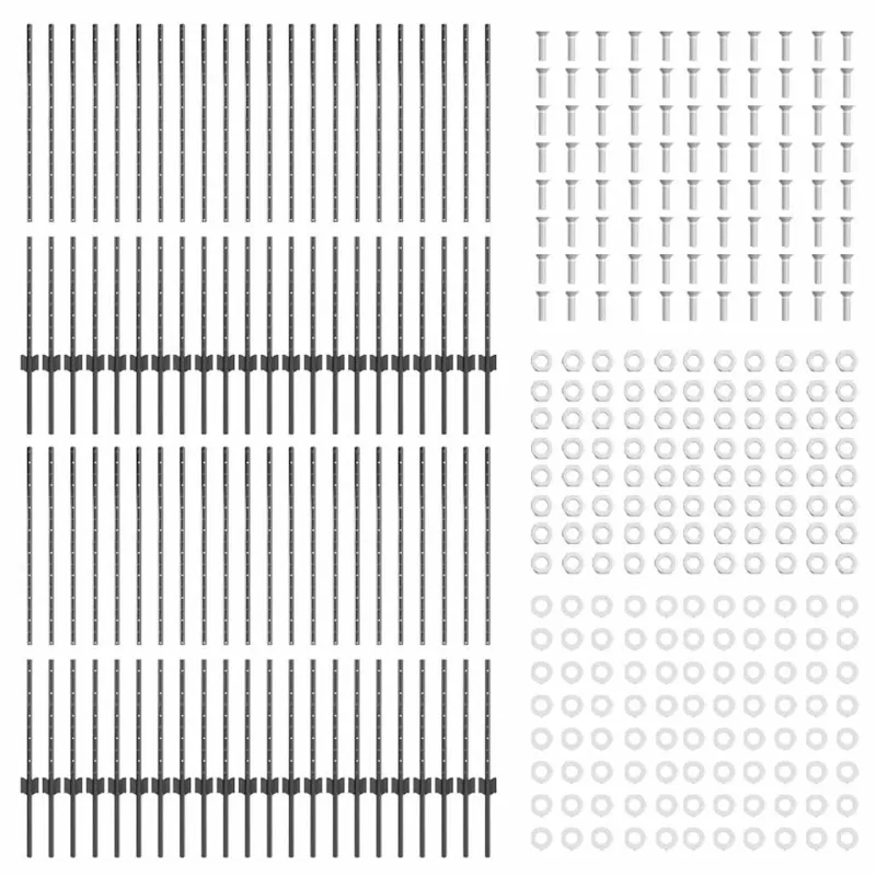 Įmontuotas tvoros stulpas 44 pcs Pilka 160 cm