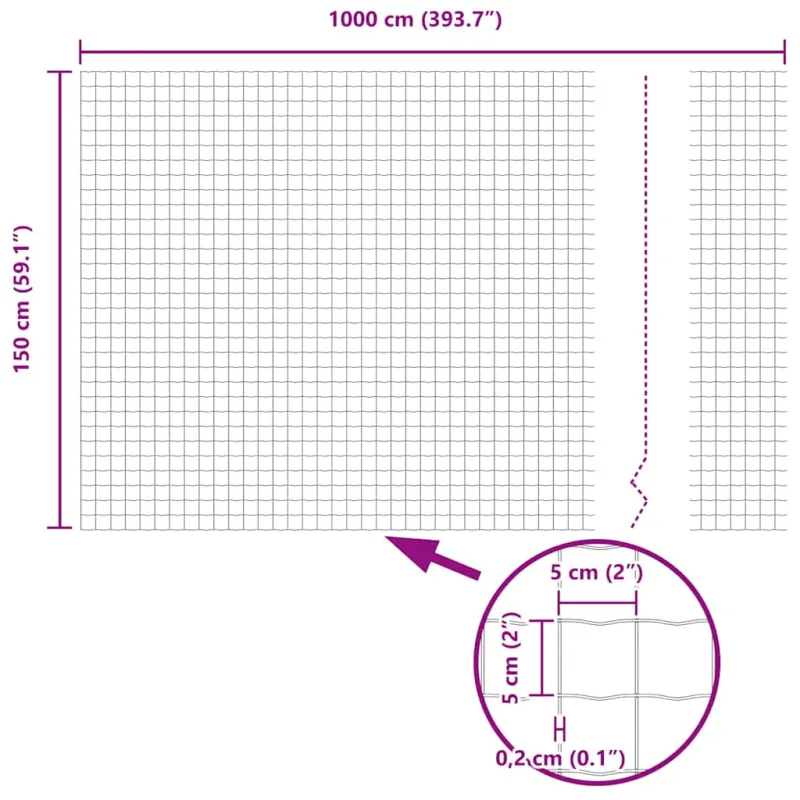 Suvirinto vielos tvoros 10 x 1,5 m (P x A) PVC dengtas plienas