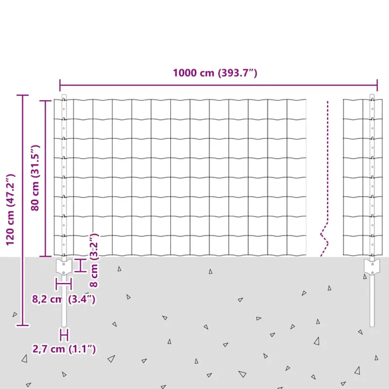 Suvirinto vielos tvoros 10 x 0,8 m (P x A) PVC dengtas plienas