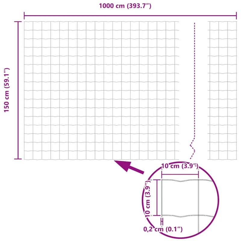 Suvirinto vielos tvoros 10 x 1,5 m (P x A) PVC dengtas plienas