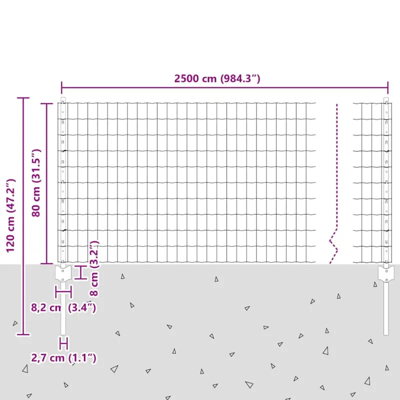 Suvirinto vielos tvoros 25 x 0,8 m (Plotis x Aukštis)