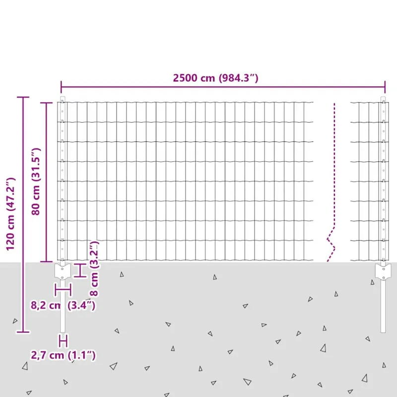 Suvirinto vielos tvoros 25 x 0,8 m (Plotis x Aukštis)