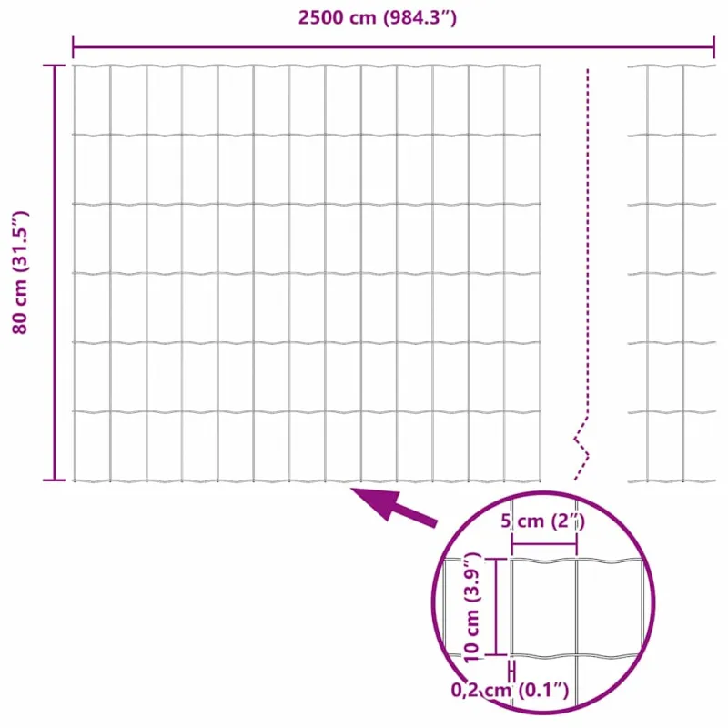 Suvirinto vielos tvoros 25 x 0,8 m (Plotis x Aukštis)
