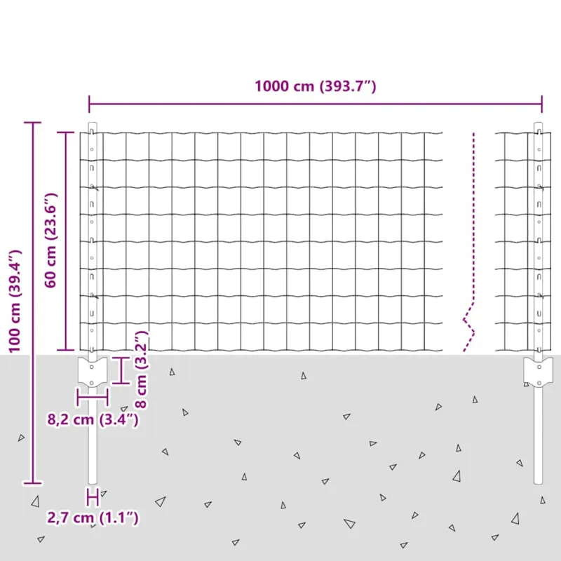Suvirinto vielos tvoros 10 x 0,6 m (P x A) PVC dengtas plienas