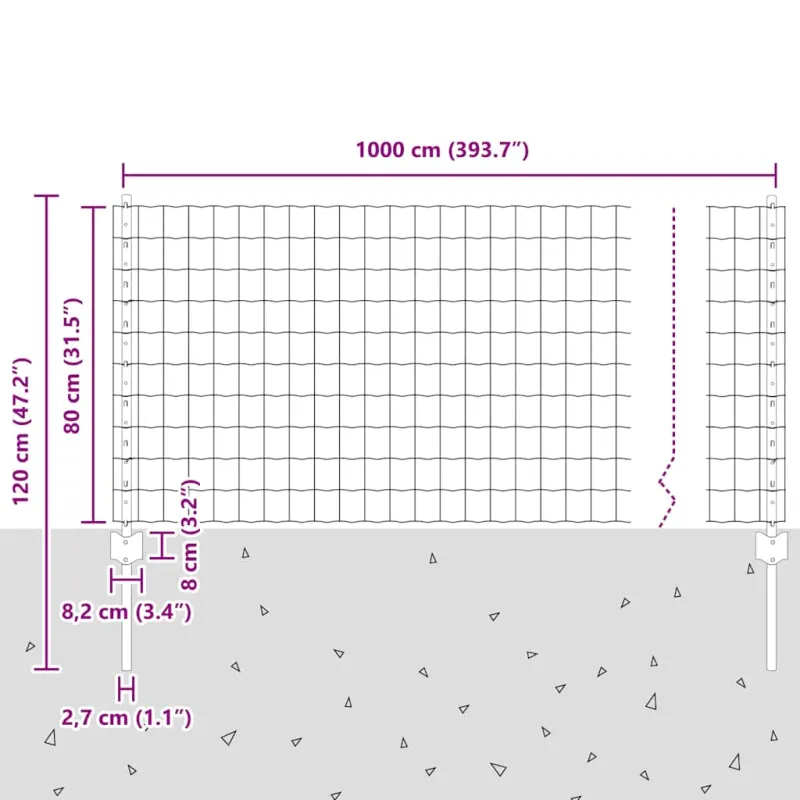 Suvirinto vielos tvoros 10 x 0,8 m (P x A) PVC dengtas plienas