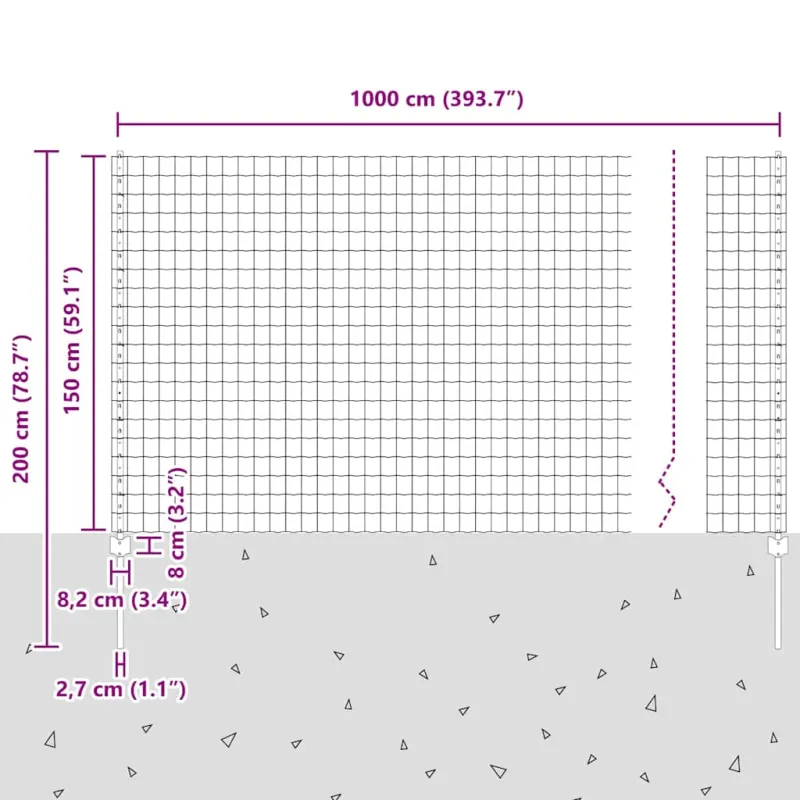 Suvirinto vielos tvoros 10 x 1,5 m (P x A) PVC dengtas plienas