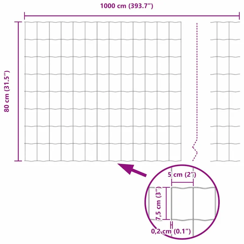Suvirinto vielos tvoros 10 x 0,8 m (P x A) PVC dengtas plienas
