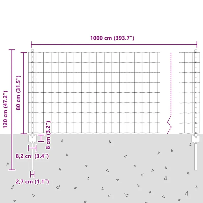 Suvirinto vielos tvoros 10 x 0,8 m (P x A) PVC dengtas plienas