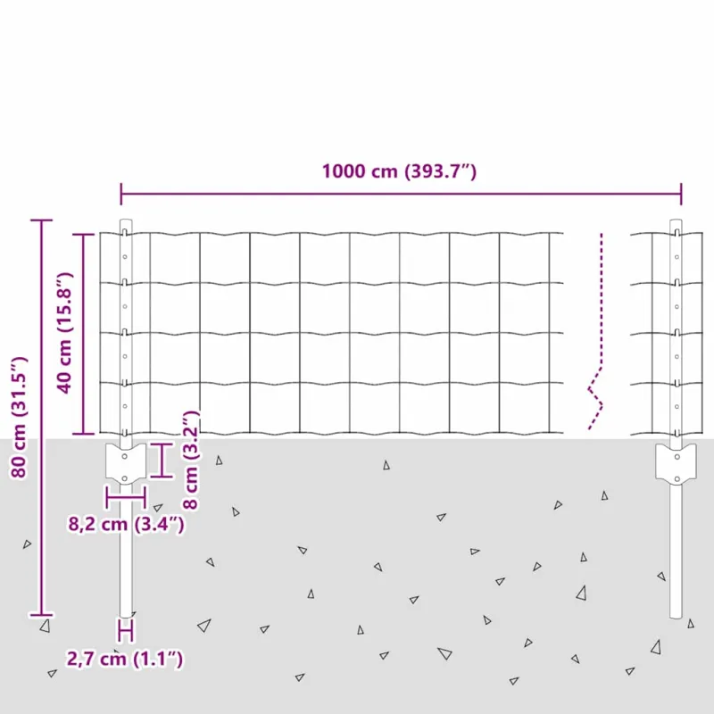 Suvirinto vielos tvoros 10 x 0,4 m (Plotis x Aukštis)