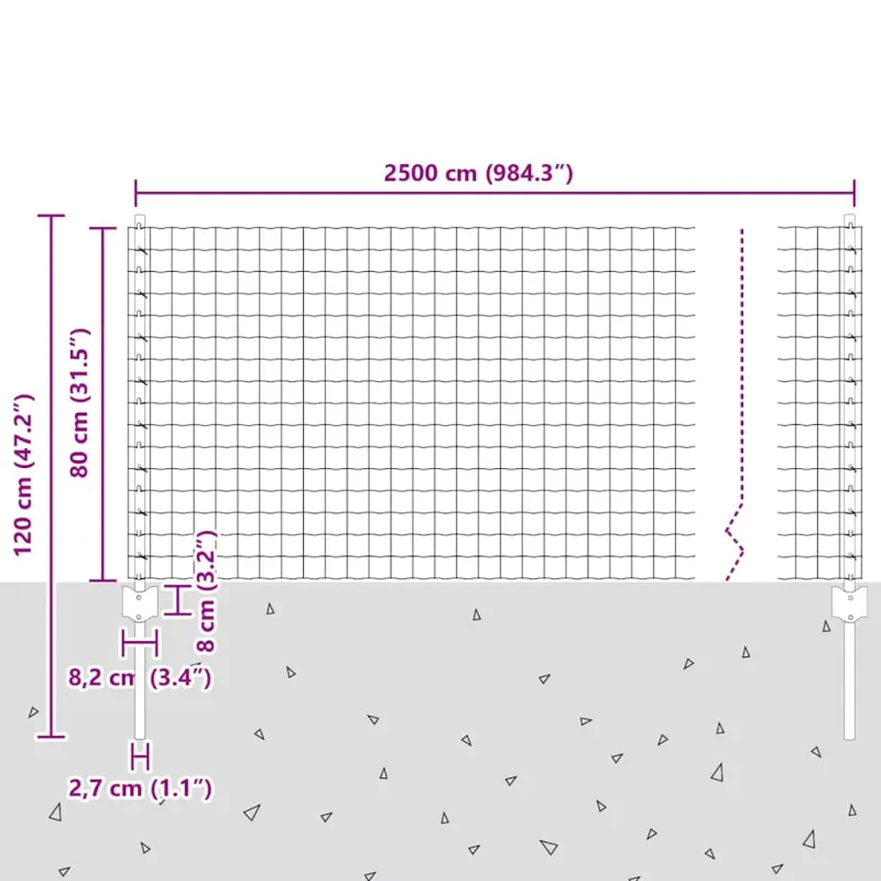 Suvirinto vielos tvoros 25 x 0,8 m (Plotis x Aukštis)