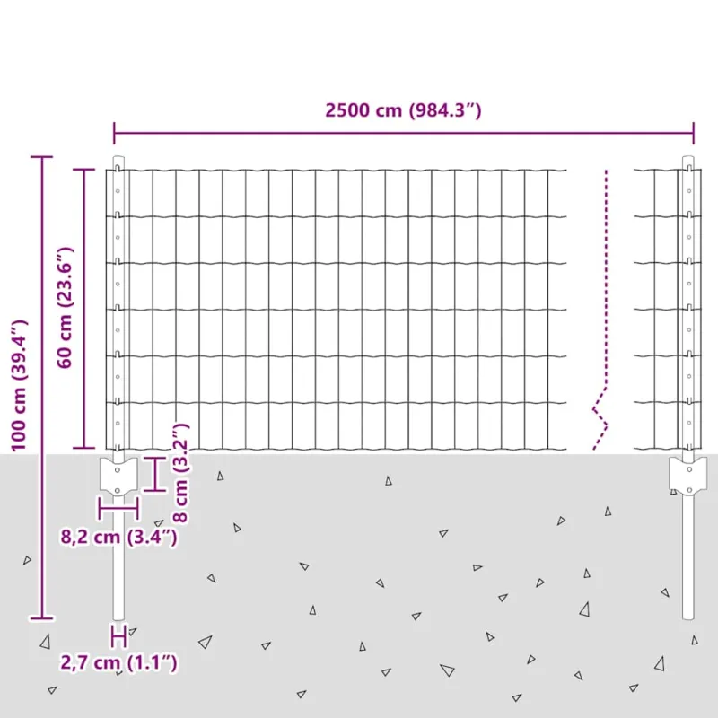 Suvirinto vielos tvoros 25 x 0,6 m (W x H) PVC dengtas plienas