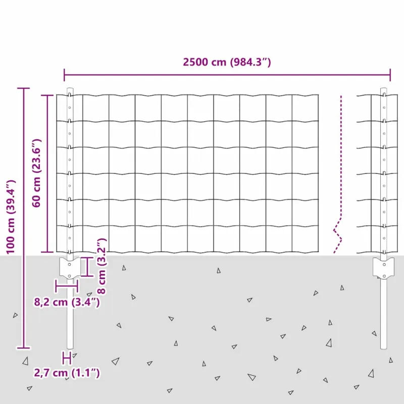 Suvirinto vielos tvoros 25 x 0,6 m (W x H) PVC dengtas plienas