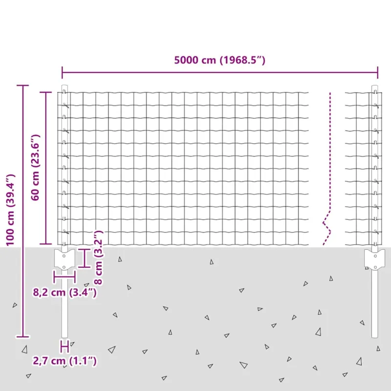 Suvirinto vielos tvoros 50 x 0,6 m (P x A) PVC dengtas plienas